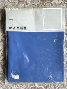 4/$20 Vintage IKEA Saxan Solid Blue Shower Curtain. New in Damaged Packaging